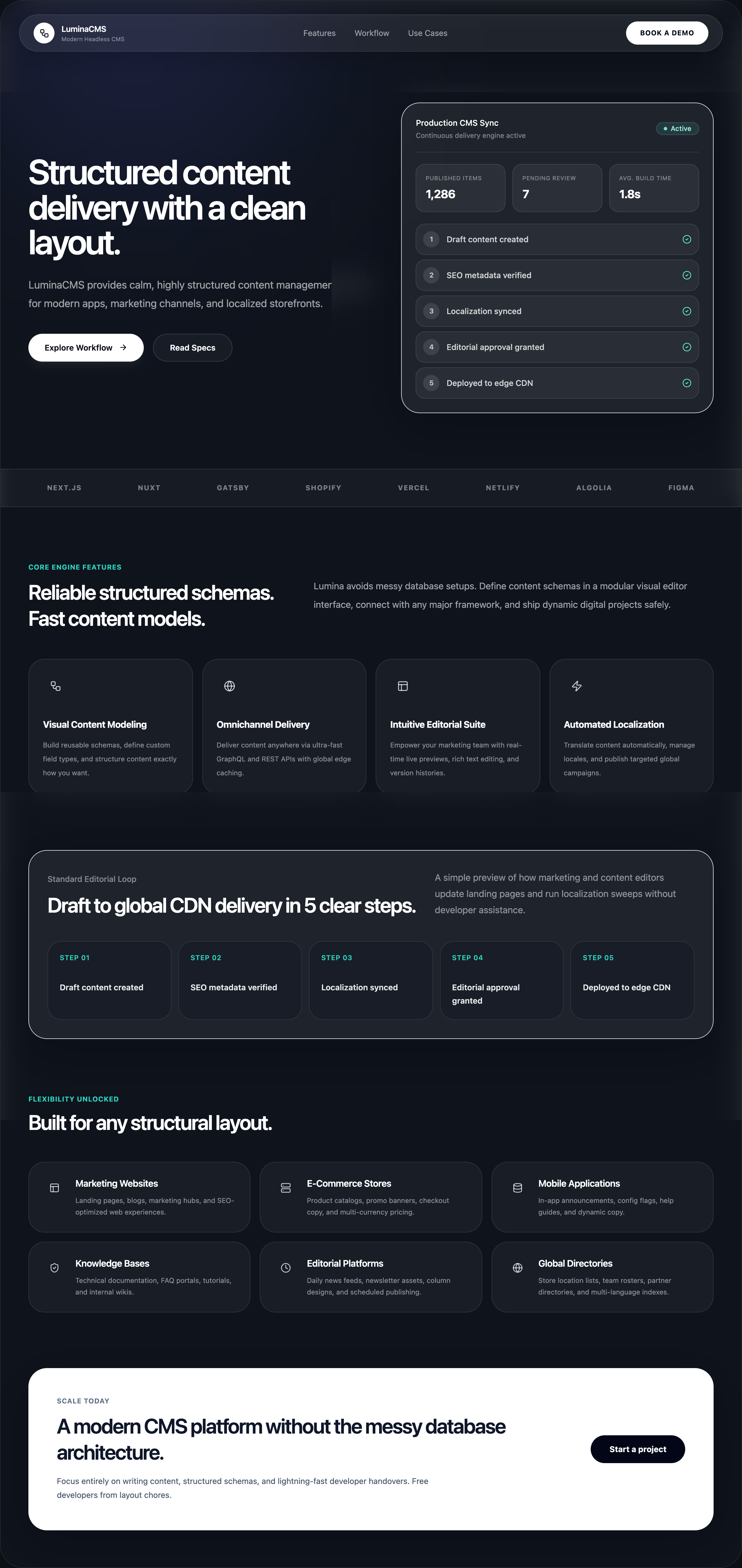 Example web dashboard interface